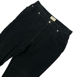 Vintage St Johns Bay Womens Black Corduroy Pants High Rise Straight Leg 12T Tall